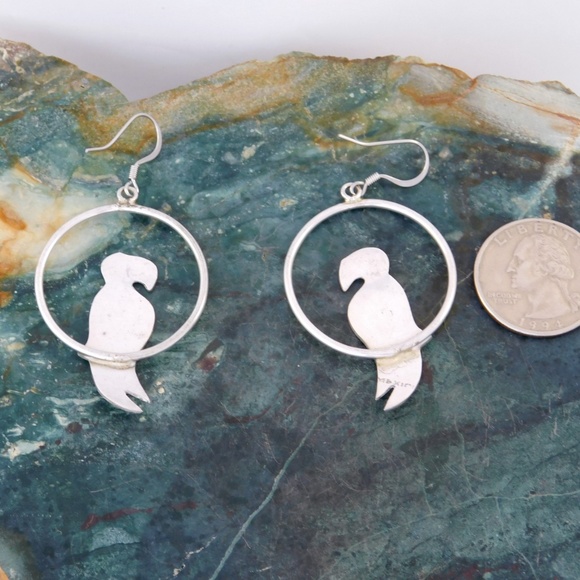 SOLD......Mexican Earrings Silver PARROT Stone i15 - Picture 4 of 4